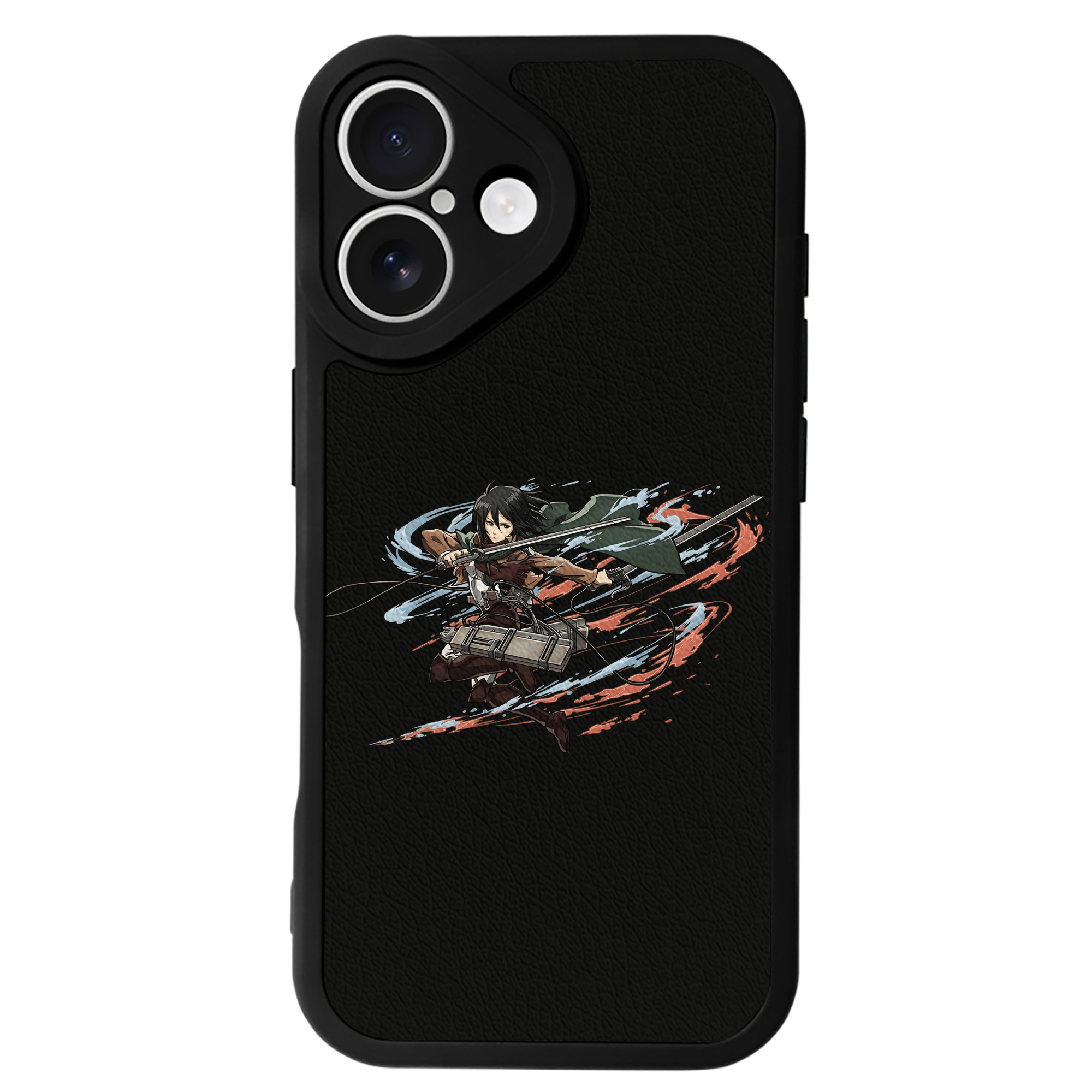 （画像用） 進撃の巨人 ミカサ·アッカーマン Attack on Titan Mikasa Ackerman 【iPhone 16シリーズ対応】シリコンスマホケース（レザー調） 材質：シリコン